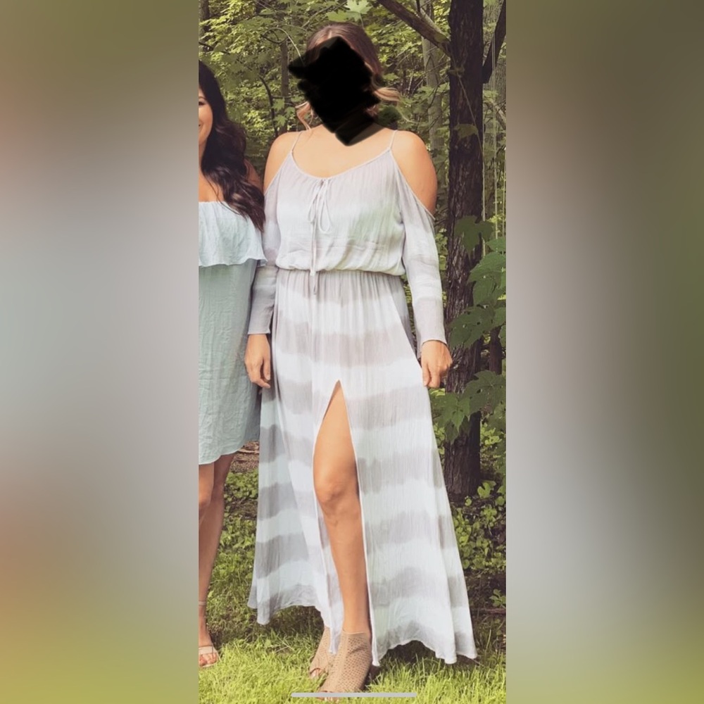 Elan Dress. Flowy adjustable waist drawstring one size fits all.